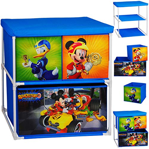alles-meine.de GmbH Kinderregal mit 3 Aufbewahrungsboxen - Disney - Mickey Mouse - 60 cm - für Kinder - Boxen aus Stoff - Kommode/Regal/Kindermöbel für Jungen - Kinderzimmer .. von alles-meine.de GmbH