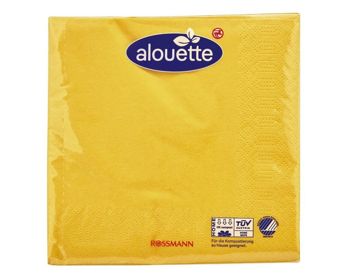 alouette Papierserviette, (30 St), mit umlaufender Prägung, 3-lagig, 33x33 cm von alouette