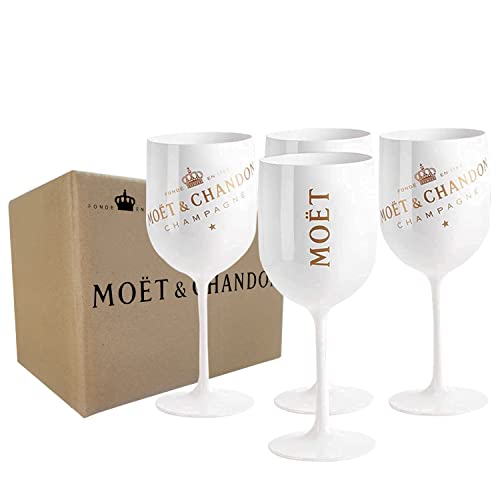alslovkar Moët & Chandon Ice Imperial Champagne Glasses, 480ml Set of 4 Champagne Flutes, Wine Party Moet Glasses(4-Weiß) von alslovkar