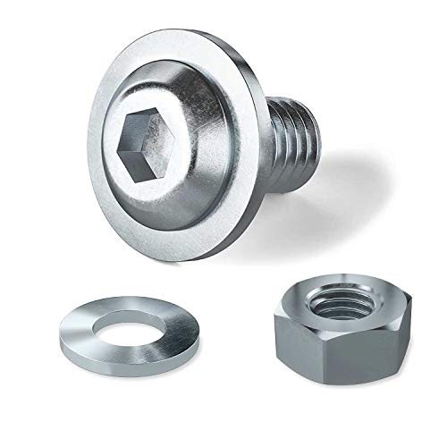 ISO 7380-2 Flachkopfschrauben M6x40 mit Innensechskant und Flansch (10.9 verzinkt) mit Muttern (DIN 934) und Unterlegscheiben (DIN 125) - 36 Teile von amaux