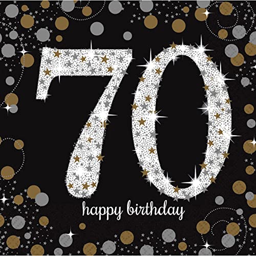 Amscan 511964 - Servietten 70. Geburtstag, 16 Stück, 33 x 33 cm, Happy Birthday, Sparkling Celebration von amscan