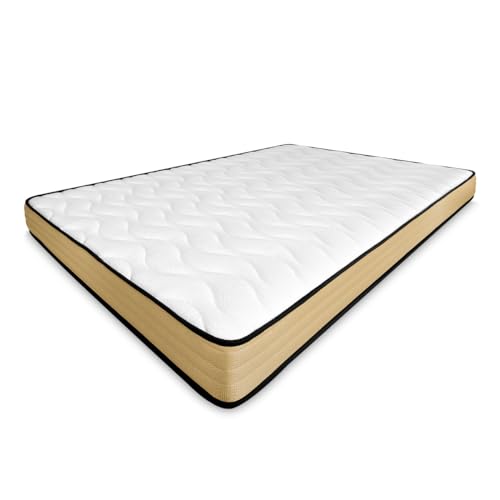 amuéblate online 140 x 190 cm, Viskoelastische Matratze Gold Reversible, ideal für Nist-oder Etagenbetten, optimale Festigkeit und Komfort, Memory Polyurethan-Schaum, weiß von amuéblate online