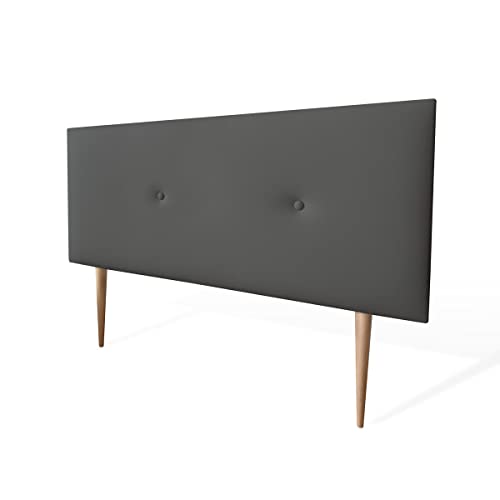 amuéblate online - Hochwertiges gepolstertes Kopfteil Modell Kayne, mit Beinen, Bezug aus hochwertigem Kunstleder, Holz, Grau, 115 x 60 cm (Bett 105) von amuéblate online