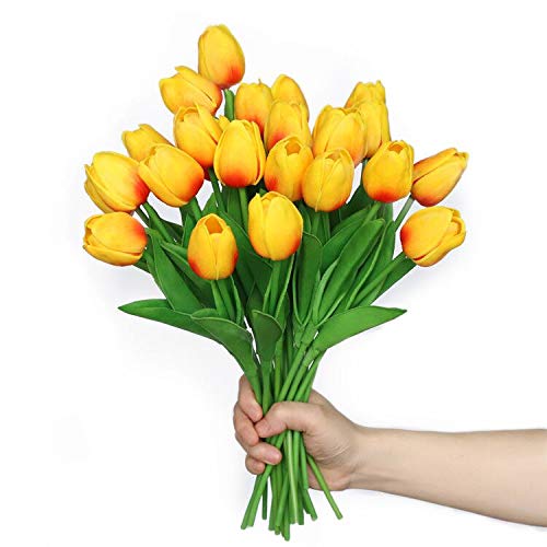 Anaoo Künstliche Tulpen aus Latex, Blumenstrauß, Braut, für Zuhause, Hochzeit, Party, Büro, Blumenarrangements, 24 Stück von Anaoo