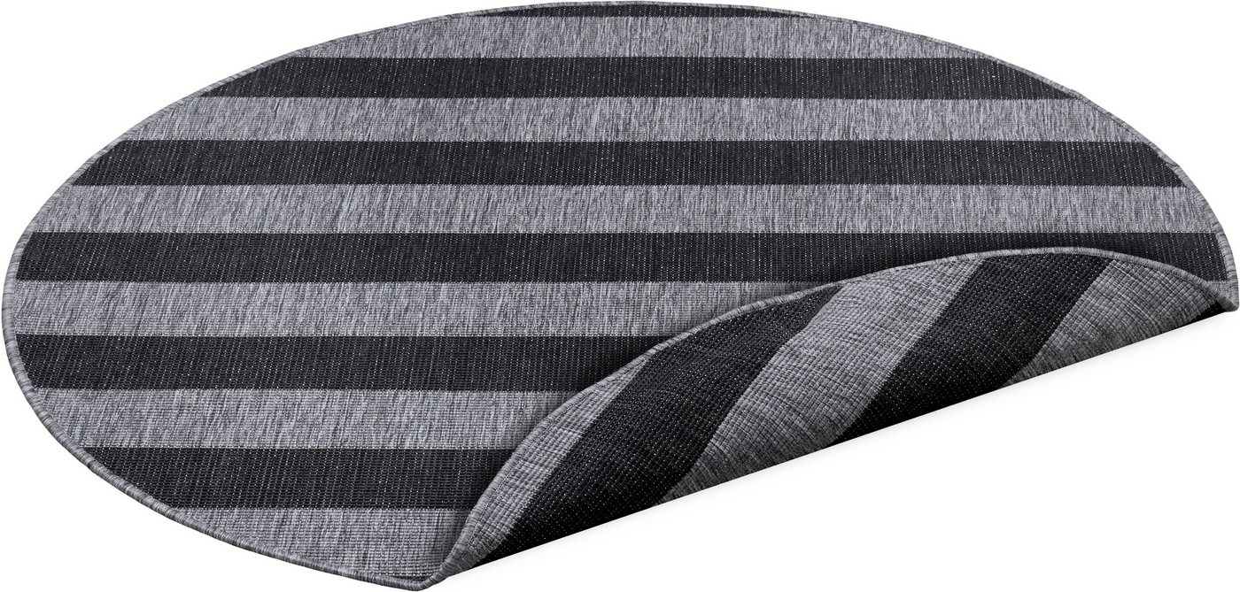 Teppich Alan, andas, rund, Höhe: 5 mm, Wendeteppich, Streifen, Scandi, wetterfest, In- und Outdoor geeignet von andas
