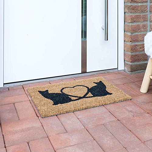 andiamo Fußmatte Kokos bedruckt - ideal als Fußmatte Outdoor Schmutzfangmatte oder Kokosmatte - Fußmatte außen pflegeleicht mit rutschhemmender Rückseite 40 x 60 cm Katzen von andiamo