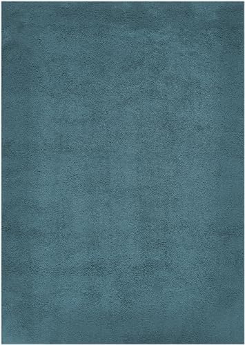 andiamo Teppich San Paolo moderner stilvoller Hochflor Teppich Wohnzimmer Schlafzimmer aus 100% Polyester Florhöhe ca. 27 mm geeignet für Fußbodenheizung geeignet 160 x 230 cm Petrol von andiamo