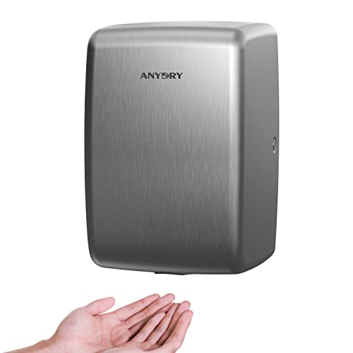 anydry 2803D Mini Elektrischer Händetrockner,Automatischer Händetrockner für Wandmontage,Hygienisch und Platzsparend.Gebürstet Edelstahl.1350W. von anydry