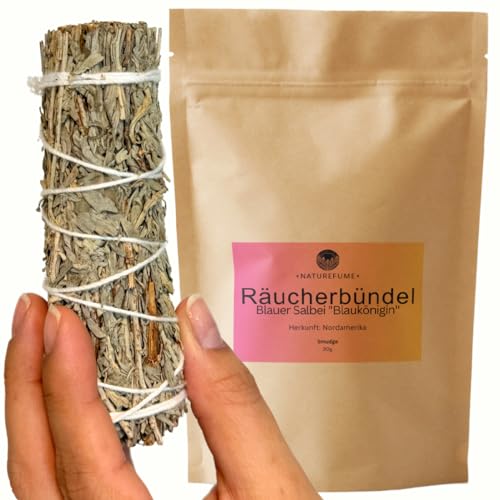 Räucherbündel | Smudge | Räucherwerk | Verschiedene Kräuter und Düfte (Blauer Salbei - 30g) von aqasha