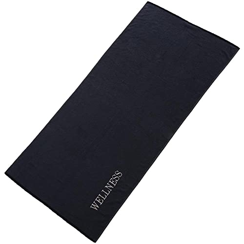 aqua-textil Wellness Saunatuch Doppelpack 80 x 200 cm Uni schwarz Baumwolle Frottee Sauna Handtuch Strandtuch von aqua-textil