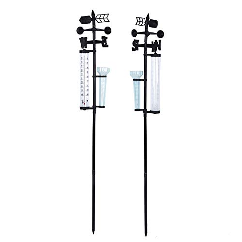 aqxreight 3-in-1-Gartenwetterstation, Thermometer, Regenmesser, Windanzeige für die Außenüberwachung von aqxreight