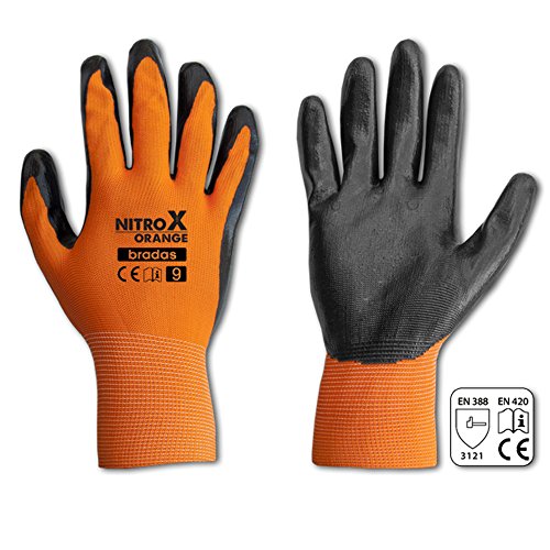 1 Paar Nitril Handschuhe orange Gr. 9 Nitrilhandschuhe Arbeitshandschuhe Schutzhandschuhe Sicherheitshandschuhe von arbeitsbedarf24