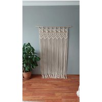 Makramee Gardine Für Tür Oder Fenster, Handgemachter Vorhang, Raumteiler, Boho Design von argneeds