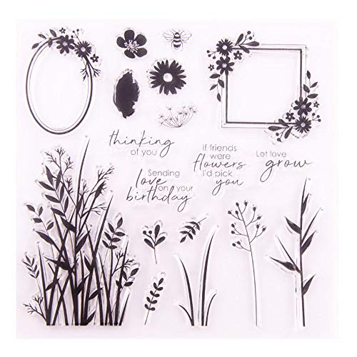 arriettycraft Transparente Stempel zum Selbermachen mit Blumen und Blättern, Pusteblumen-Rahmen, Fenster, zum Basteln, für Grußkarten, Dekoration und Scrapbooking von arriettycraft