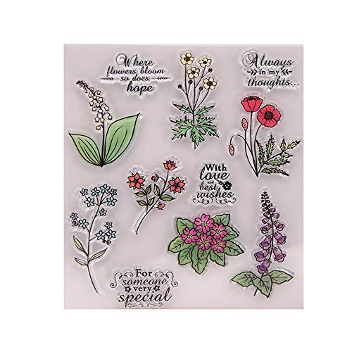 arriettycraft Wildblumen, Blätter, Glockenorchideen Dekorative Transparenter Stempel für Grußkarten, Dekoration und Bastelarbeiten von arriettycraft