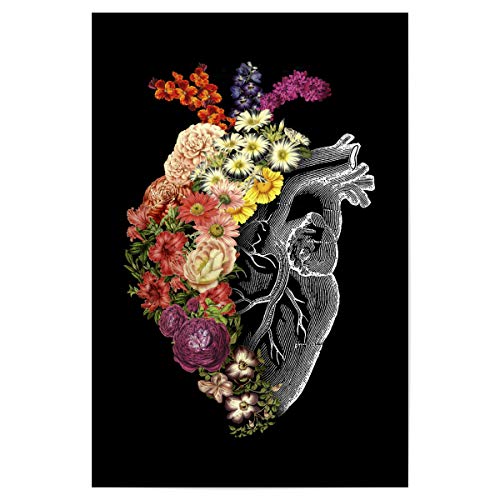 artboxONE Poster 120x80 cm Natur Flower Heart Spring - Bild Vintage anatomisches Herz Blumen von artboxONE