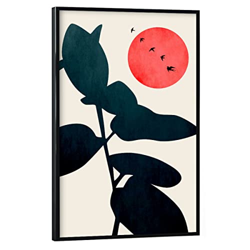 artboxONE Poster mit schwarzem Rahmen 90x60 cm Natur Moonshine Memories - Bild Sonne abstrakt Birds von artboxONE