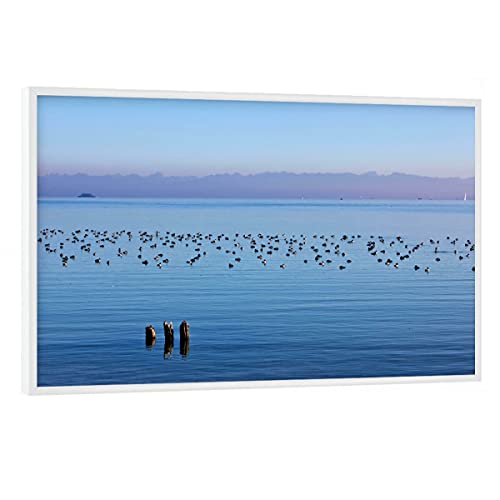 artboxONE Poster mit weißem Rahmen 90x60 cm Natur Abendstimmung am Bodensee - Bild bodensee von artboxONE