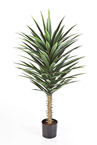 artplants.de Künstliche Yucca Busch, 102 Blätter, Deluxe, 130cm - Kunstbusch - Yucca Kunstpflanze von artplants