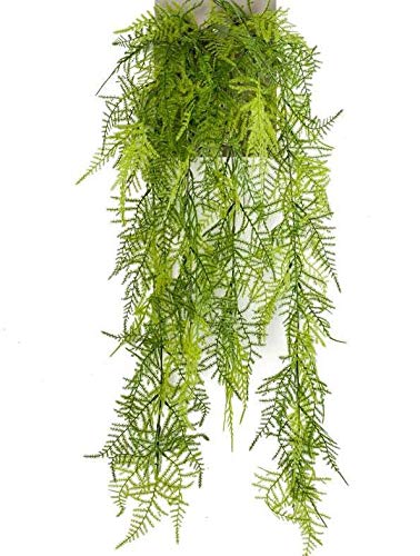 artplants.de Künstlicher Busch Asparagus plumosus Hänger Cole, Steckstab, 80cm - Kunstpflanze hängend von artplants.de