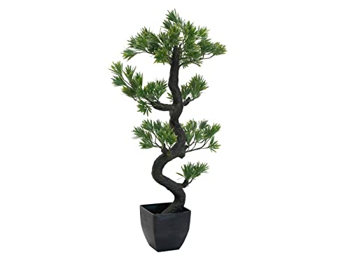 artplants.de Plastik Bonsai Podocarpus Sergio, Kunststamm, Dekotopf, 95cm - Künstlicher Bonsai von artplants