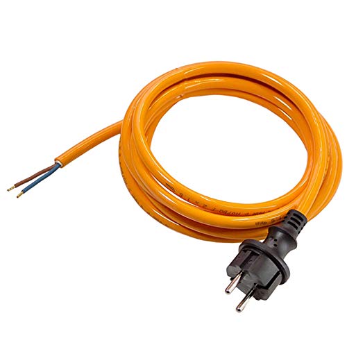 as - Schwabe PUR Baustellen-Anschlussleitung 5 m – Robuste Leitung 230 V, 16 A mit Polyurethan-Außenmantel H05BQ-F 2x1,0 - Konturenstecker, Ende 30 mm abgemantelt, Orange – IP44 - 70913 von as - Schwabe