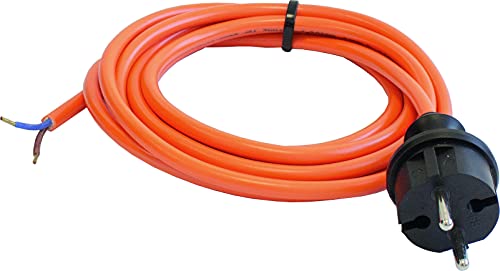 as - Schwabe PUR Baustellen-Anschlussleitung 5 m – Robuste Leitung 230 V, 16 A mit Polyurethan-Außenmantel H07BQ-F 2x1,5 - Konturenstecker, Ende 30 mm abgemantelt, Orange – IP44 - 70917 von as - Schwabe