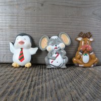 Maus Rentier Pinguin Magnet Set Weihnachten Rund Um Die Welt Kühlschrank Memohalter Vintage von atgrandmastable