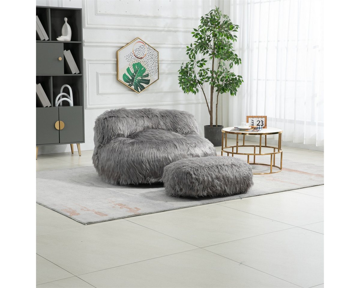 autolock Stuhl Flauschiger Sitzsack Stuhl,Moderner Akzent Stuhl,Weiche, Lazy Schlafsofa mit Ottoman, für Erwachsene und Kinder von autolock