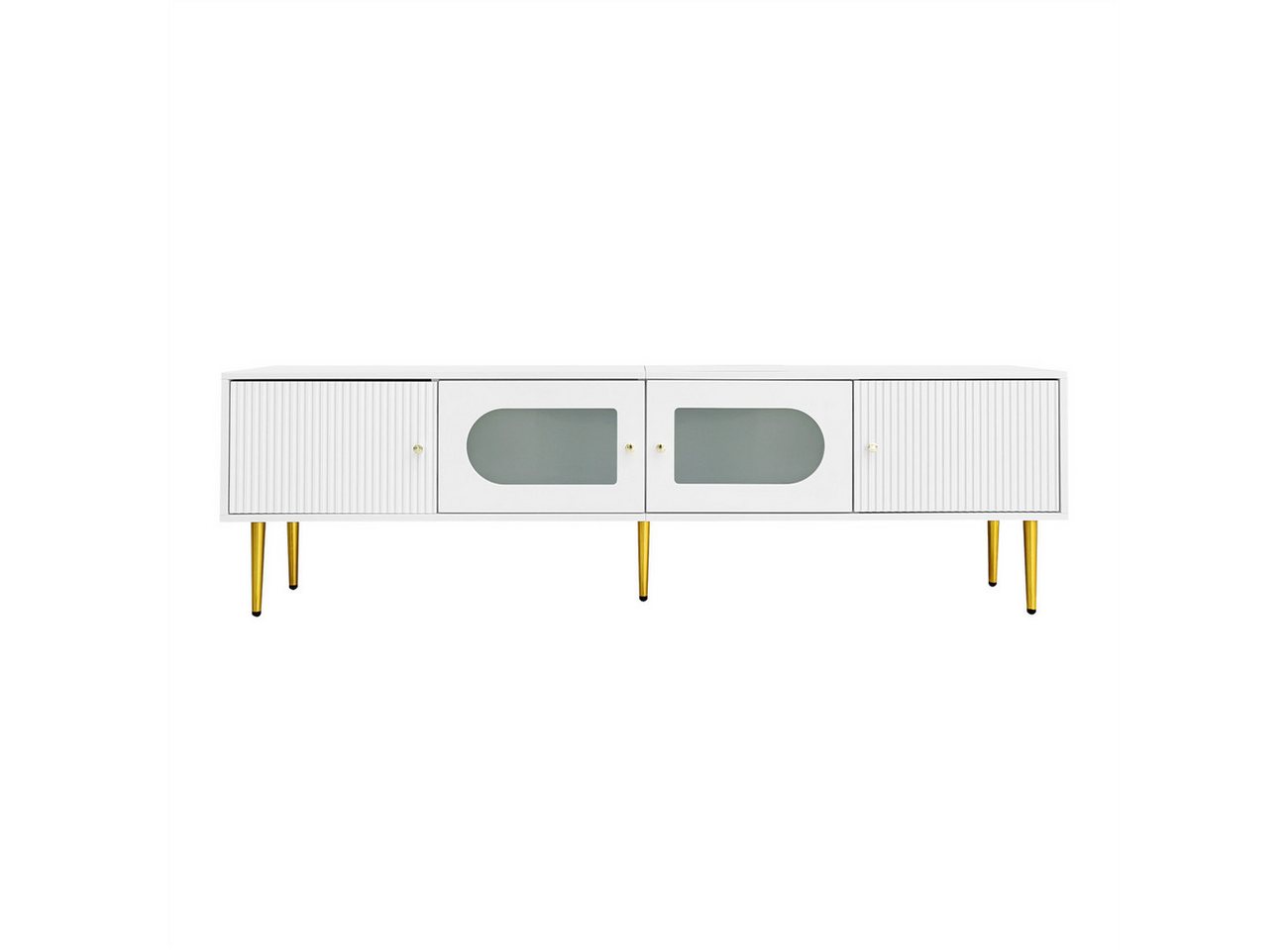 autolock TV-Schrank Eleganter TV-Schrank,170*35*50cm,Weißer Korpus,2 Türen mit Bogenglas 2 Türen mit Vertikalrillen,35KG Tragkraft,TV-Board,TV-Unterschrank autolock TV-Schrank Eleganter TV-Schrank,170*35*50cm,Weißer Korpus,2 Türen mit Bogenglas 2 Türen mit Vertikalrillen,35KG Tragkraft,TV-Board,TV-Unterschrank von autolock