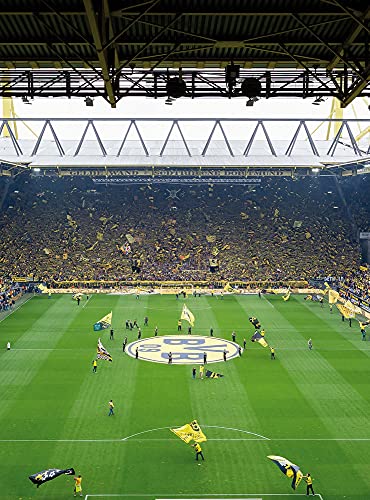 Fototapete BVB Stadion Fußball Schlafzimmer Wohnzimmer | 1,92 m x 2,6 m | Gelb, Schwarz, Grün, Weiß von awallo