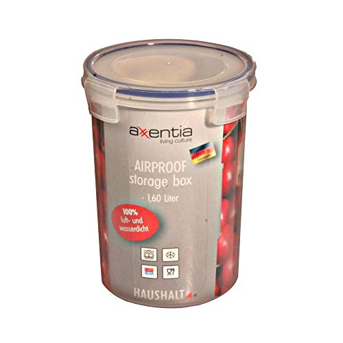 axentia Gefrier-Vorratsdose in Transparent, eckige Butterbrotdose Airproof, temperaturbeständige Brotdose mit 4 praktischen Klapplaschen, Einfrierbare Aufbewahrungsbox mikrowellengeeignet, ca. 1,6 l von axentia