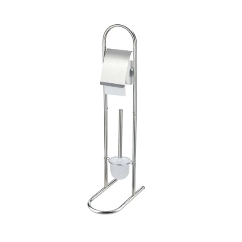 axentia WC-Garnitur Emil in Silber, WV-Bürstenhalter mit WC-Papierrollenhalter aus Eisen, rostfreies WC-Accessoire verchromt von axentia