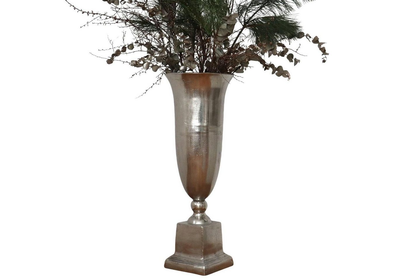 baario Bodenvase Bodenvase BALMA silber XXL, groß Pokalvase 85cm Aluminium Deko Antik von baario