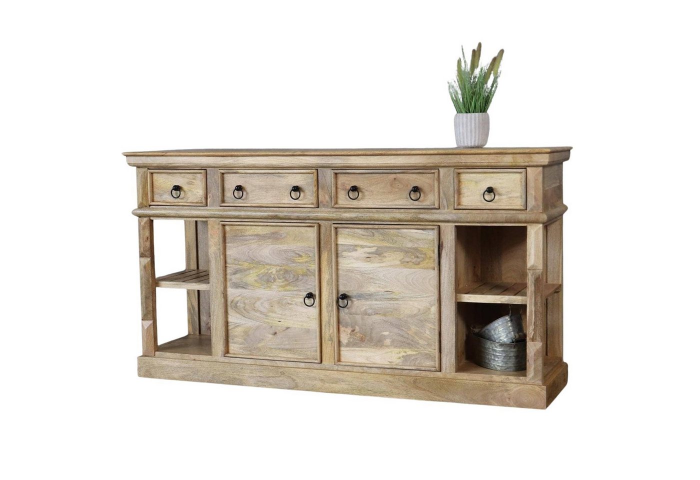 baario Sideboard Sideboard PAZIN rustikal 160cm, Anrichte XXL massiv Mangoholz Vintage Landhaus von baario