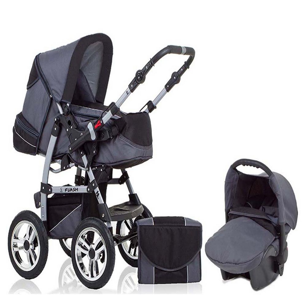 babies-on-wheels Kombi-Kinderwagen Flash 3 in 1 mit Sportsitz, Autositz und Zubehör in 18 Farben von babies-on-wheels