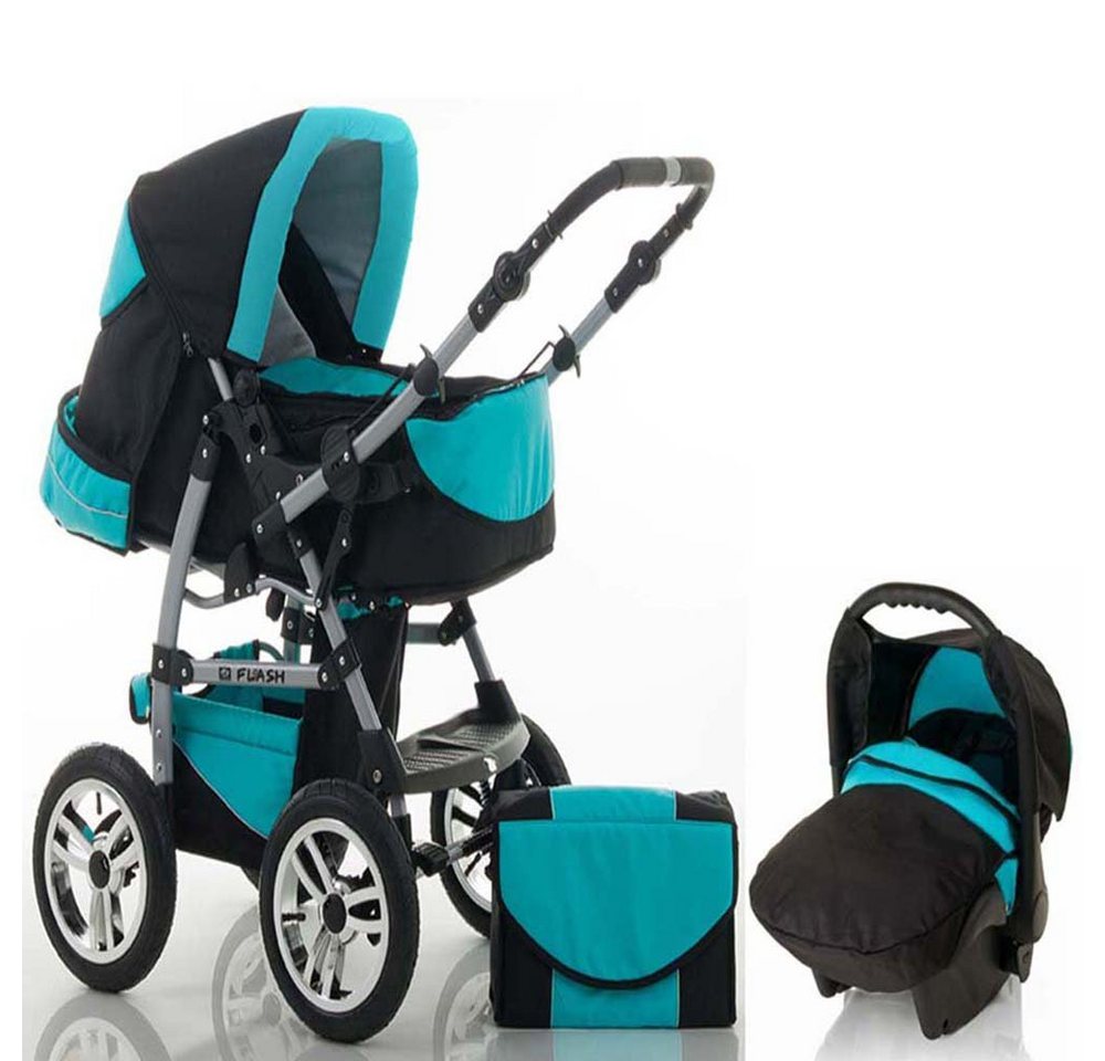 babies-on-wheels Kombi-Kinderwagen Flash 3 in 1 mit Sportsitz, Autositz und Zubehör in 18 Farben von babies-on-wheels