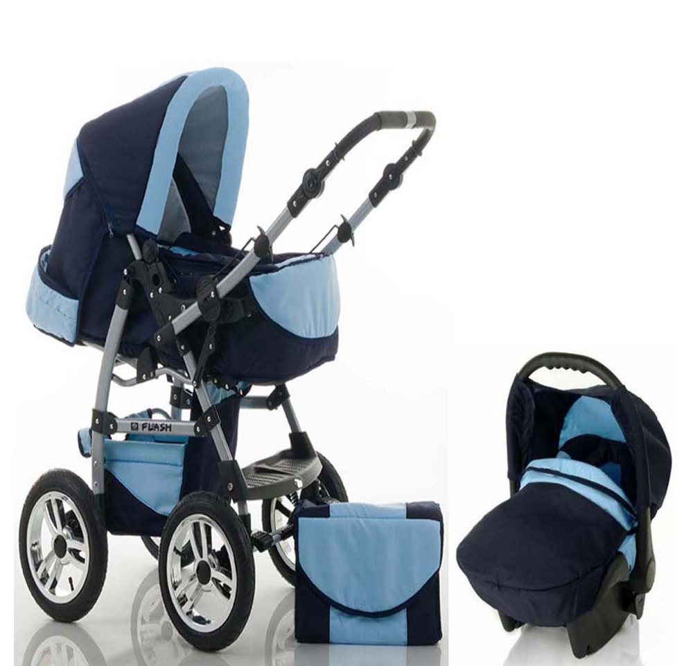 babies-on-wheels Kombi-Kinderwagen Flash 3 in 1 mit Sportsitz, Autositz und Zubehör in 18 Farben von babies-on-wheels