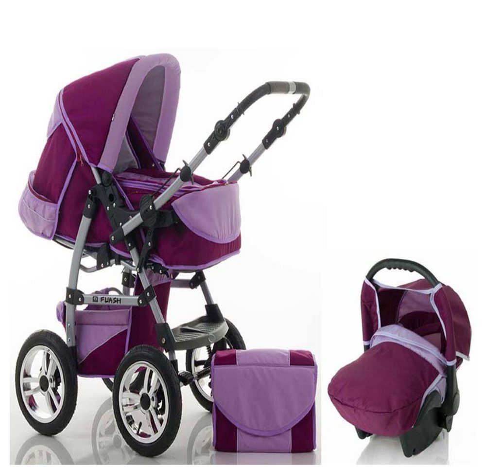 babies-on-wheels Kombi-Kinderwagen Flash 3 in 1 mit Sportsitz, Autositz und Zubehör in 18 Farben von babies-on-wheels