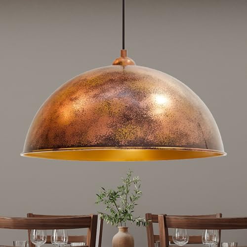 bamyum Hängelampe Wohnzimmer Vintage Ø40 cm Kupferfarbe Handgemalte, Hängelampe Esstisch Vintage Industrial Style, Pendelleuchte Esstisch Vintage E27, Küchenlampe Hängend Copper, Pendelleuchte große von bamyum