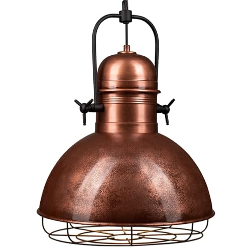 bamyum Deckenlampe Vintage Industrial Ø40 cm Kupferfarbe Handgemalte, Küchenlampe Hängend Vintage, Hängelampe Esstisch, Deckenleuchte Pendelleuchte Esstisch, Deckenlampe Wohnzimmer, Hängelampe Küche von bamyum