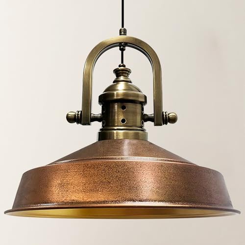 bamyum Asletl-Marine Hängelampe Industrial Vintage Ø41 cm, Küchenlampe Hängend Vintage, Pendelleuchte Esstisch Vintage, Hängelampe Esstisch, Wohnzimmerlampe, Pendelleuchte Kupferfarbe, Küchenlampe von bamyum