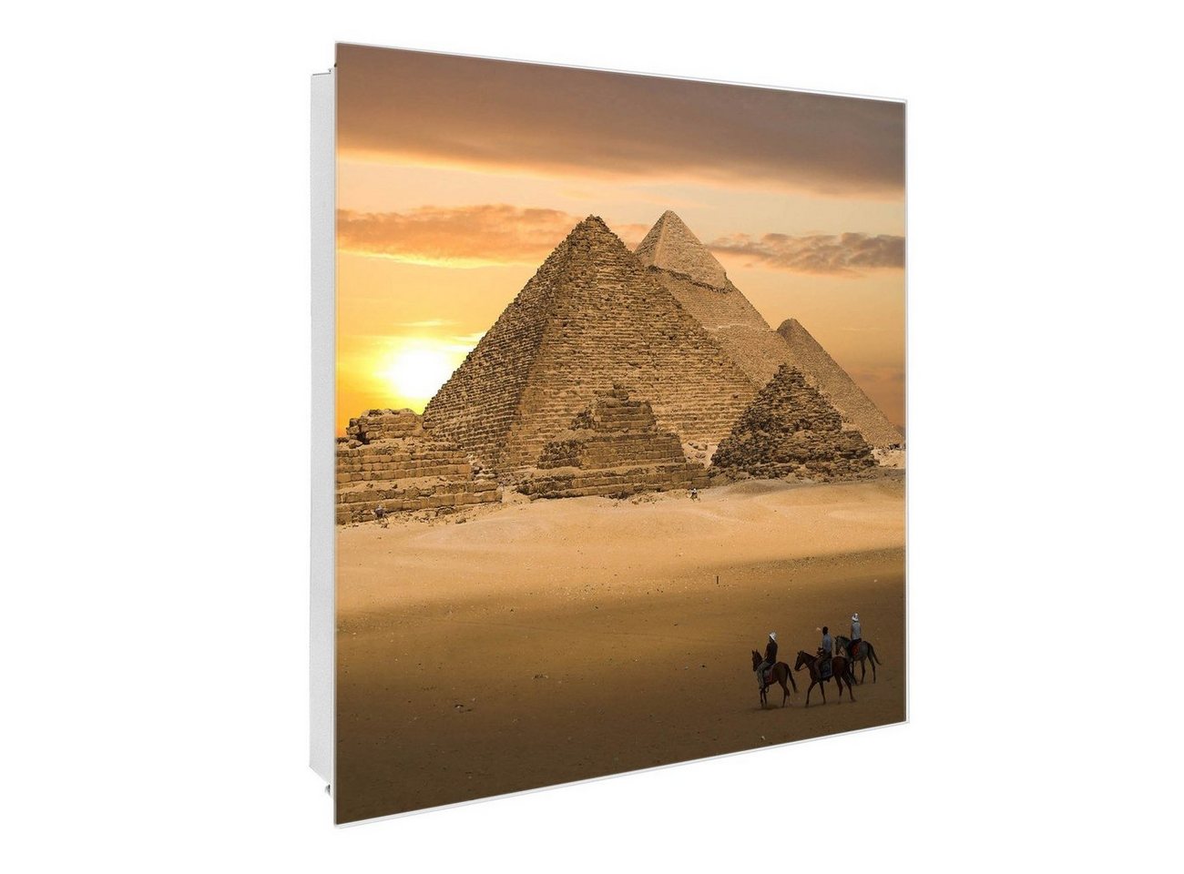 banjado Schlüsselkasten Glas Pyramiden (Stahl Gehäuse, mit 50 Haken), 30 x 30 x 5 cm von banjado
