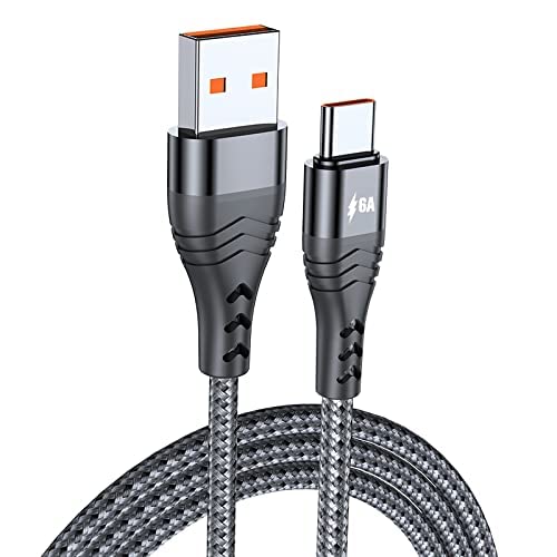 USB 【Schnell】Typ-C-Kabel, 6 A, schnelles Aufladen, USB A QC3.0 auf USB C-Kabel, kompatibel mit Samsung Galaxy S20/10/9, Note 9/8, LG G5, Sony Xperia, Moto G7, Switch, HTC, Macbook und mehr (0,2 m) von baolongking