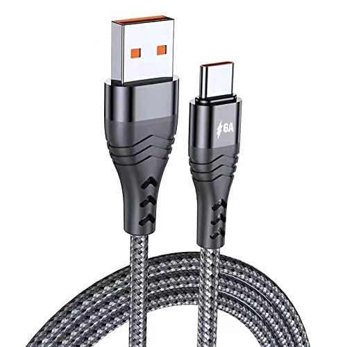 USB 【Schnell】Typ-C-Kabel, 6 A, schnelles Aufladen, USB A QC3.0 auf USB C-Kabel, kompatibel mit Samsung Galaxy S20/10/9, Note 9/8, LG G5, Sony Xperia, Moto G7, Switch, HTC, Macbook und mehr (2 m) von baolongking