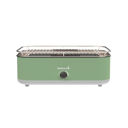 Barbecook elektrischer Tischgrill E-Carlo mit Tragetasche geeignet für Balkon als Outdoor Camping-Grill, spülmaschinen-fest, Paris Grün 42.5x33x16.5cm von barbecook