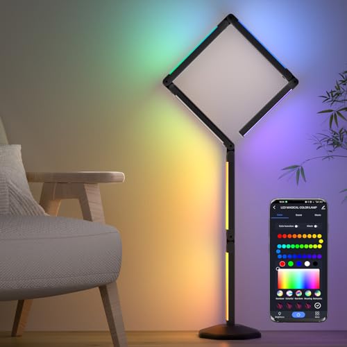 bedee LED Ecken-Stehlampe: Stehlampe mit Musiksynchronisation und Timer, moderne Stehleuchte mit 16 Millionen Farbwechseln, Smart-Fernbedienung und App-Steuerung für Wohnzimmer, Gaming-Zimmer von bedee