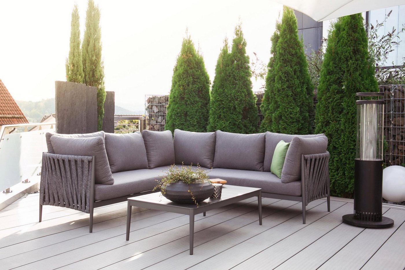 bella sole Garten-Essgruppe, (4-tlg), Ecklounge mit Gartentisch von bella sole