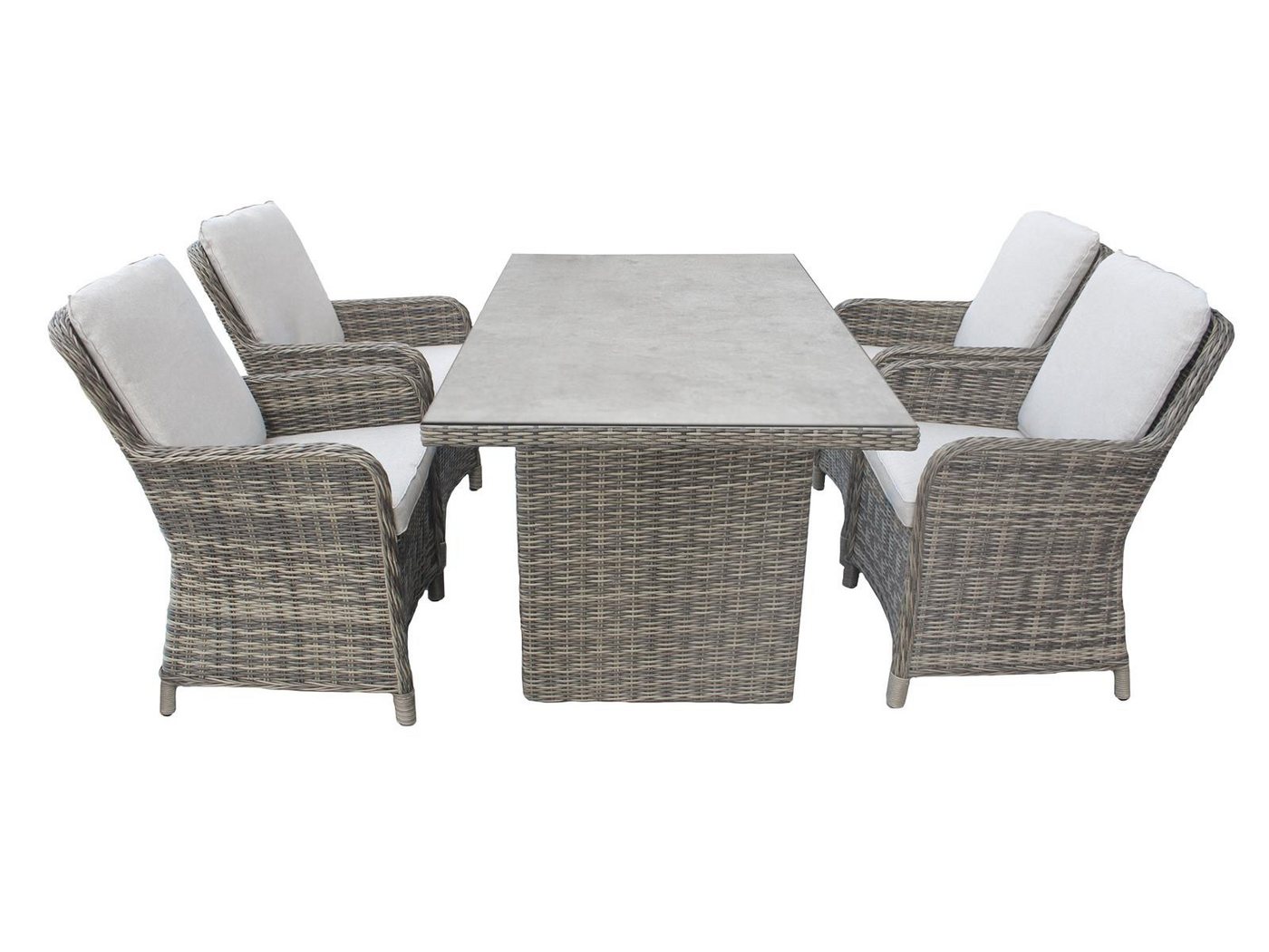 bellavista - Home&Garden® Garten-Essgruppe Rattan Gartenmöbel Set Ria 5-tlg, (Set, 5-tlg), eleganstes Rattan Dining Set für 4 Personen von bellavista - Home&Garden®