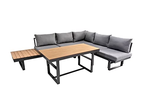 BELLAVISTA Gartenmöbel-Set Largo | Hellgrau | 3-teilig mit 2 Sofa | Tisch | Pulverbeschichtetes Aluminium | Wetterfest | Outdoor | Für den Außenbereich | Verstellbare Rückenlehne von BELLAVISTA